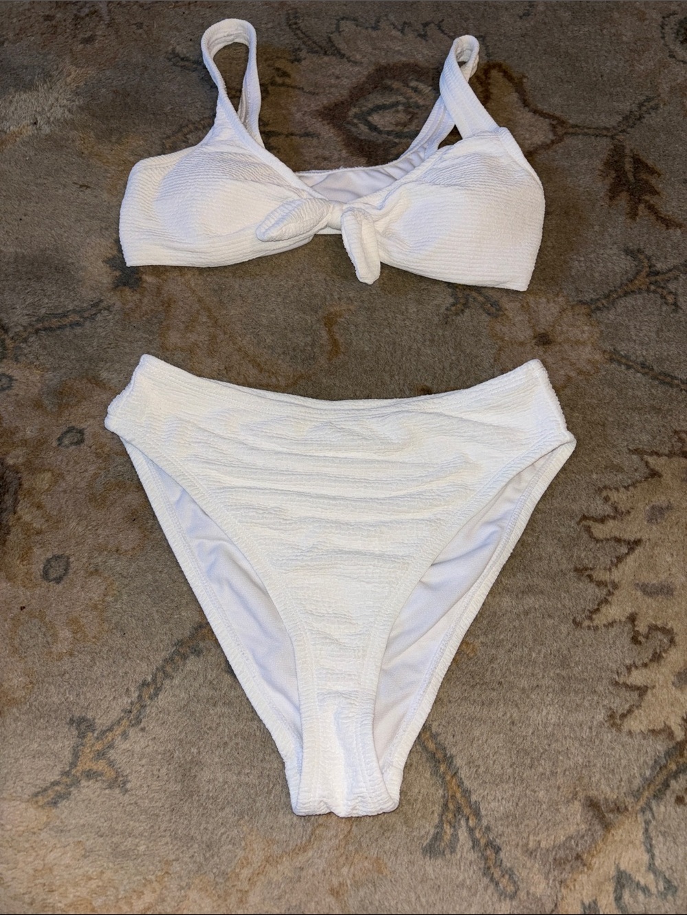 Lulu's White Textured Tie-Front Bikini Set